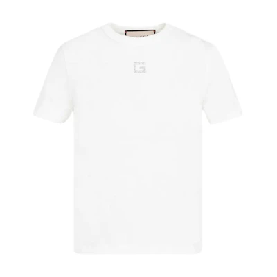 (Women) Gucci White Short Sleeve Crewneck Tee with Logo Print 748287-XJF1K-9088