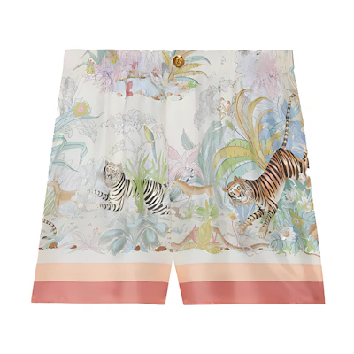 (Women) Gucci White Silk Print Shorts SS22 685779-ZAIKF-5753