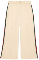 (Women) Gucci White Striped High-Waisted Button Cropped Pants 523250-ZKR01-9992 (Women) Gucci White Striped High-Waisted Button Cropped Pants 523250-ZKR01-9992