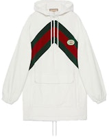 (Women) Gucci White Striped Patchwork Hooded Pullover Long Sleeve Dress 678707-XJDYG-9061 (Women) Gucci White Striped Patchwork Hooded Pullover Long Sleeve Dress 678707-XJDYG-9061