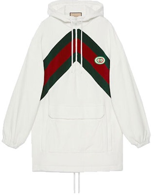 (W) グッチ ホワイト ストライプ パッチワーク フーディ プルオーバー 長袖 ドレス 678707-XJDYG-9061 Buy (W) グッチ ホワイト ストライプ パッチワーク フーディ プルオーバー 長袖 ドレス 678707-XJDYG-9061