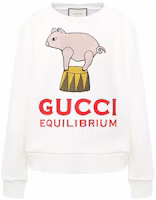 (Women) Gucci White Sweatshirt with Cartoon Pig Print, Crew Neck Long Sleeve 623450-XJCRW-9095 (Women) Gucci White Sweatshirt with Cartoon Pig Print, Crew Neck Long Sleeve 623450-XJCRW-9095
