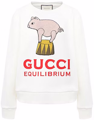 (W) Gucci Baju Putih Kartun Babi, Leher Bulat Lengan Panjang 623450-XJCRW-9095 Order (W) Gucci Baju Putih Kartun Babi, Leher Bulat Lengan Panjang 623450-XJCRW-9095