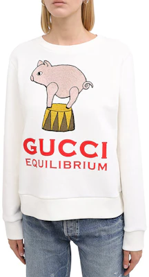 (W) Gucci Baju Putih Kartun Babi, Leher Bulat Lengan Panjang 623450-XJCRW-9095 Purchase (W) Gucci Baju Putih Kartun Babi, Leher Bulat Lengan Panjang 623450-XJCRW-9095