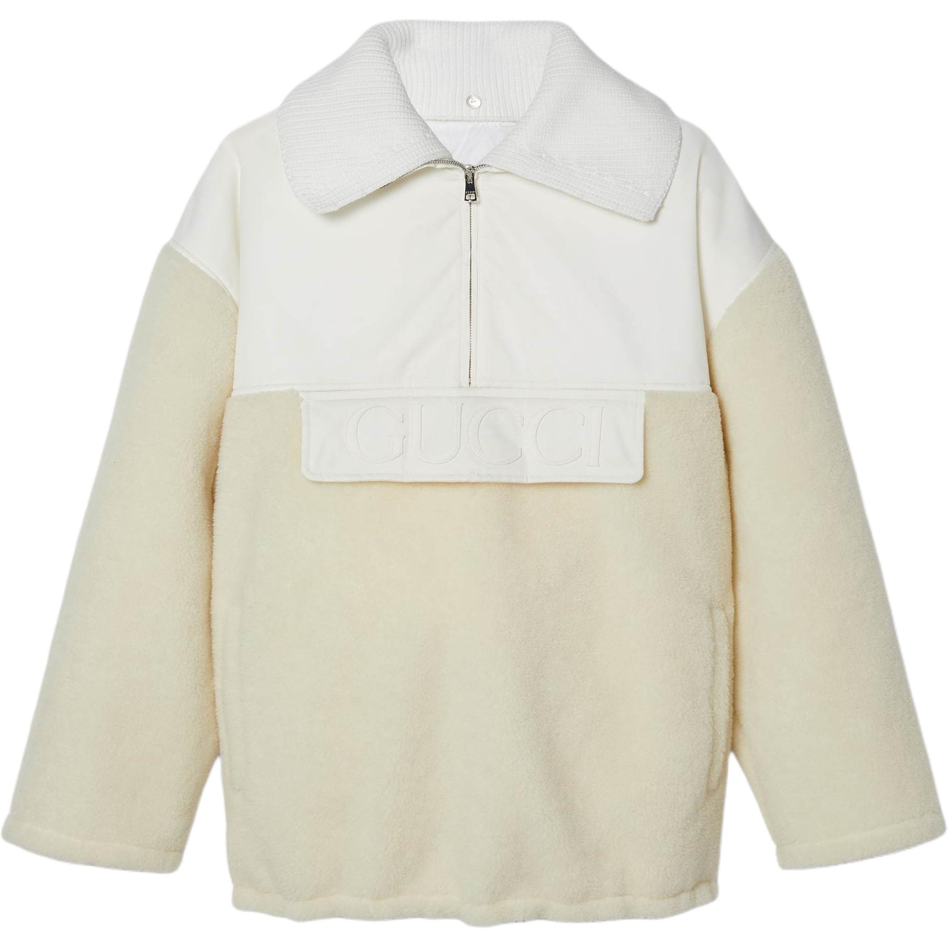 (Women) Gucci White Wool Blend Fleece Zip-Up Jacket 792396-XJGSH-9692