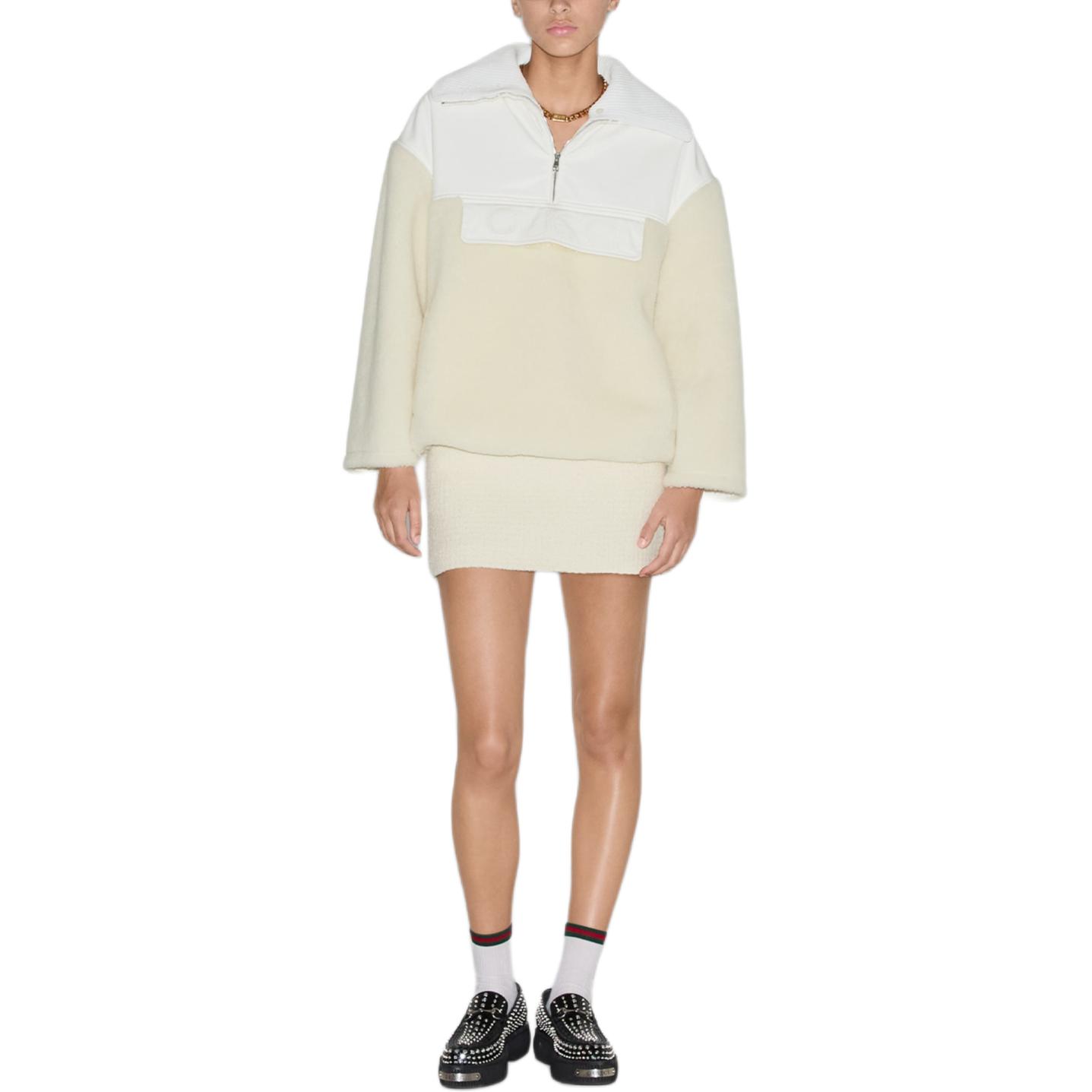 (Women) Gucci White Wool Blend Fleece Zip-Up Jacket 792396-XJGSH-9692 圖 3