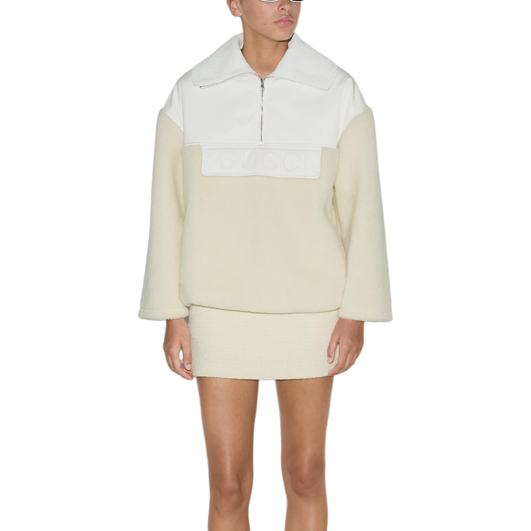 (Women) Gucci White Wool Blend Fleece Zip-Up Jacket 792396-XJGSH-9692 圖 4