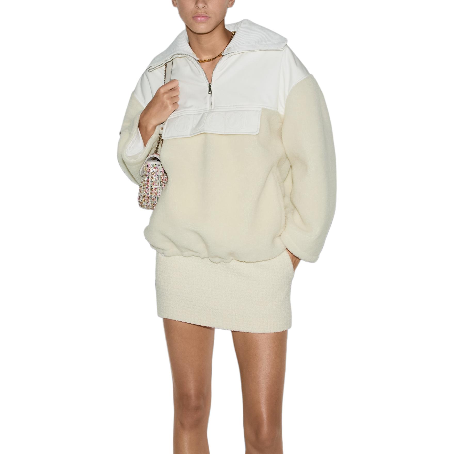 (Women) Gucci White Wool Blend Fleece Zip-Up Jacket 792396-XJGSH-9692 圖 6