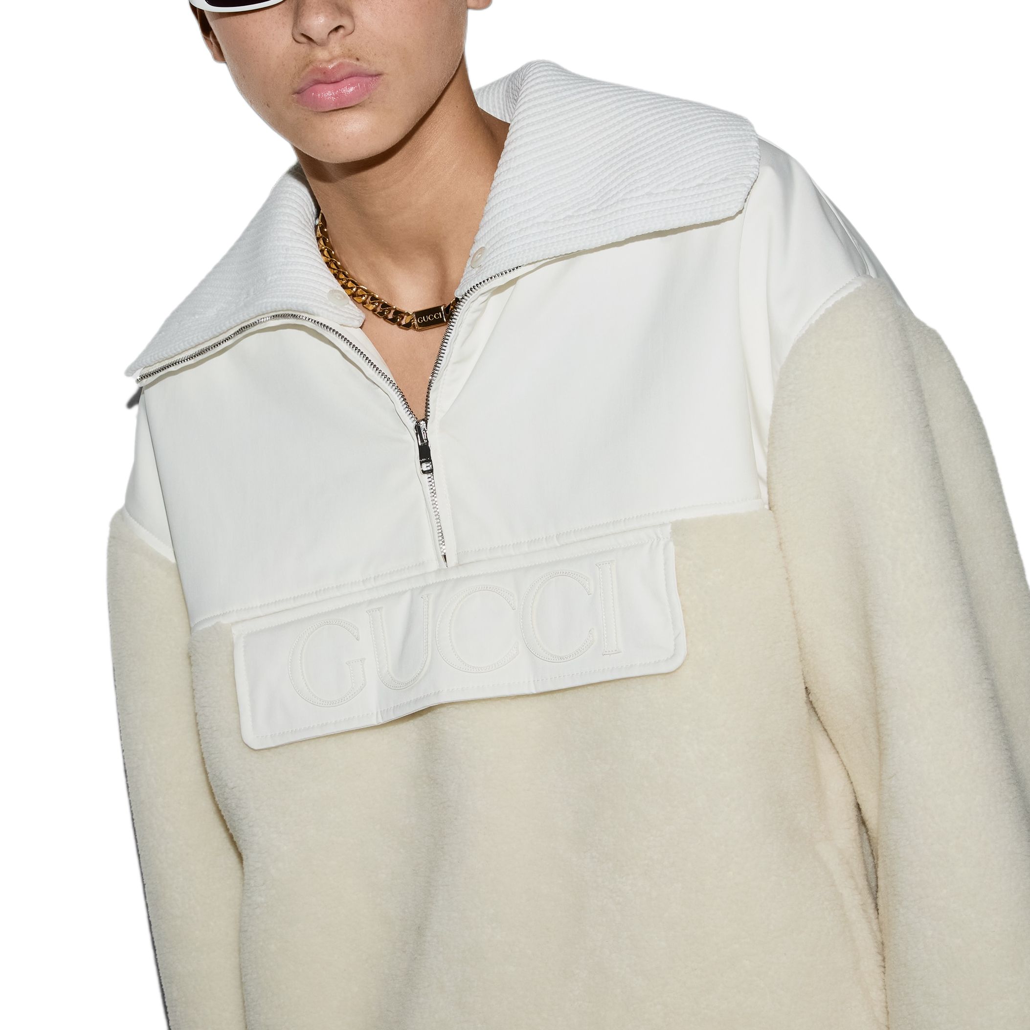 (Women) Gucci White Wool Blend Fleece Zip-Up Jacket 792396-XJGSH-9692 圖 7