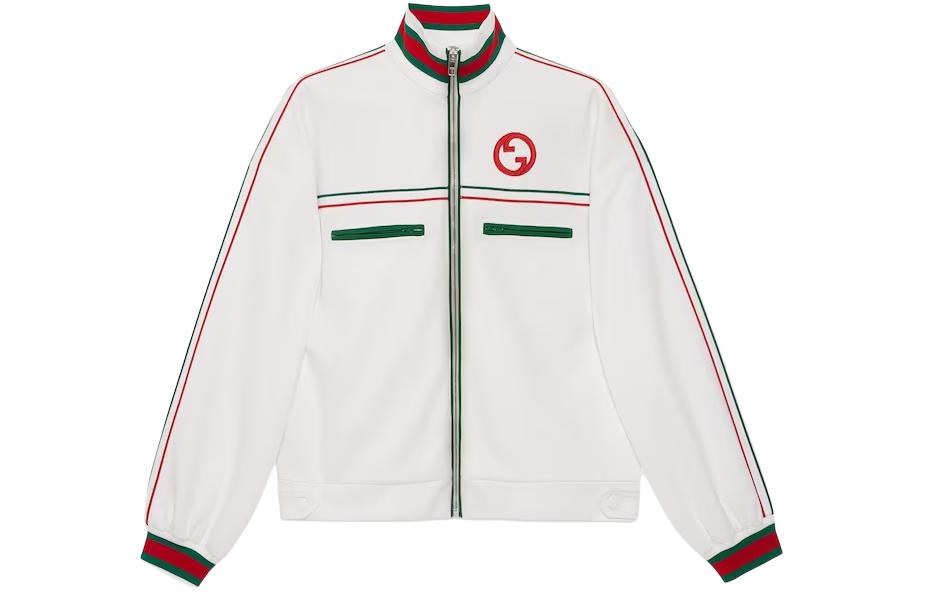 (Women) Gucci White Zip-Up Logo Print Jacket 747058-XJFVJ-9088