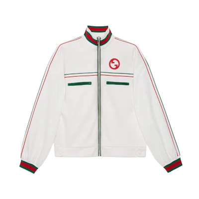(Women) Gucci White Zip-Up Logo Print Jacket 747058-XJFVJ-9088