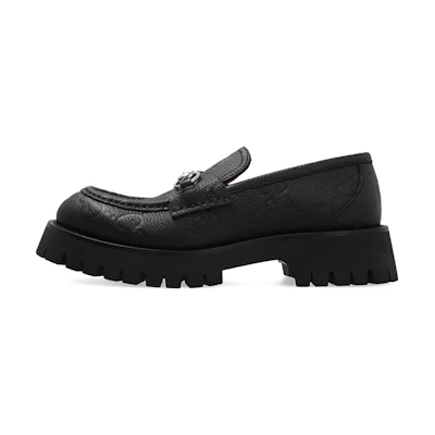 (W) Gucci with Horsebit Leather Lug Loafers 'Core Black'