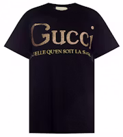 (Women) Gucci Women Black Letter Print Glitter Short Sleeve T-Shirt 615044-XJCLF-1082 (Women) Gucci Women Black Letter Print Glitter Short Sleeve T-Shirt 615044-XJCLF-1082
