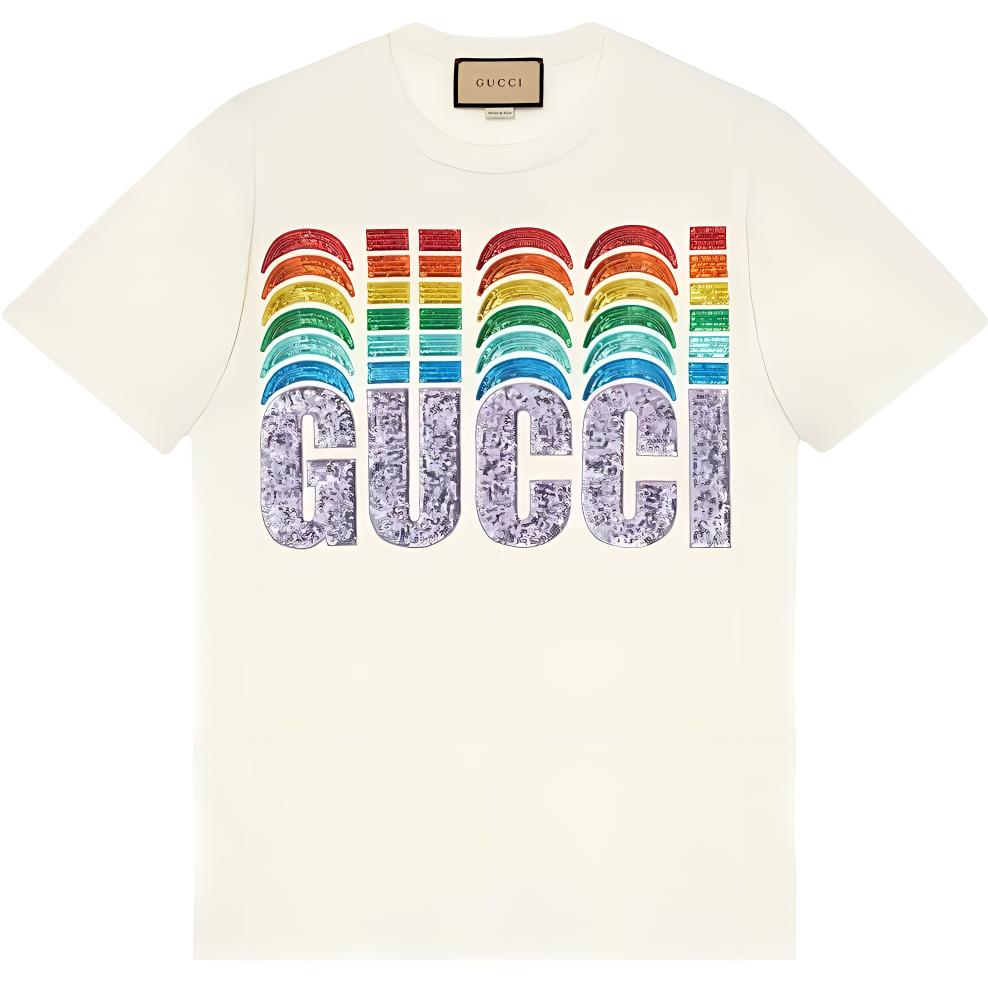 (Women) Gucci Women’s Beige SS23 Letter Print Crew Neck T-Shirt 717422-XJEVP-9088