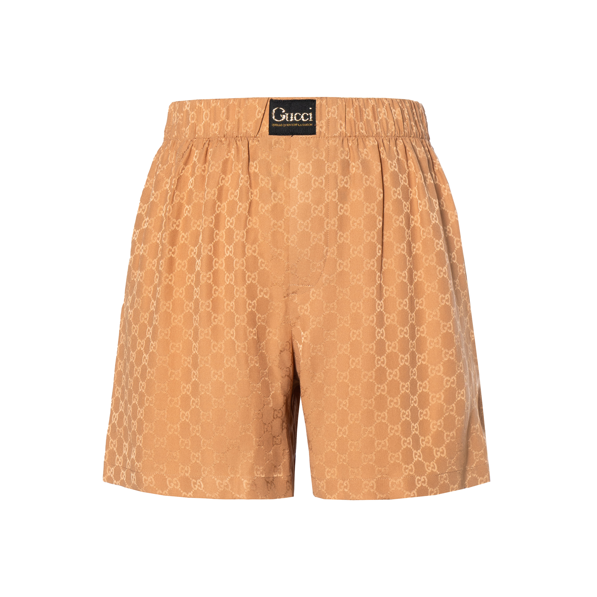 (Women) Gucci Women’s Beige Straight-Leg Casual Shorts with Double G Logo 631681-XJCUD-2045