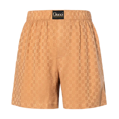 (Women) Gucci Women’s Beige Straight-Leg Casual Shorts with Double G Logo 631681-XJCUD-2045