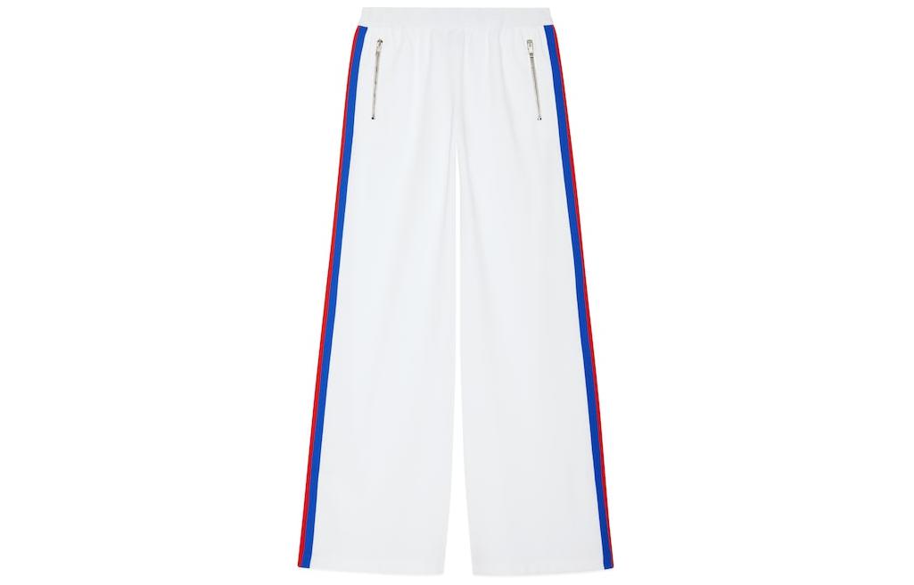 Buy (W) 古驰 女士双G刺绣条纹弹力腰长裤 米色 773015-XJF7L-9799