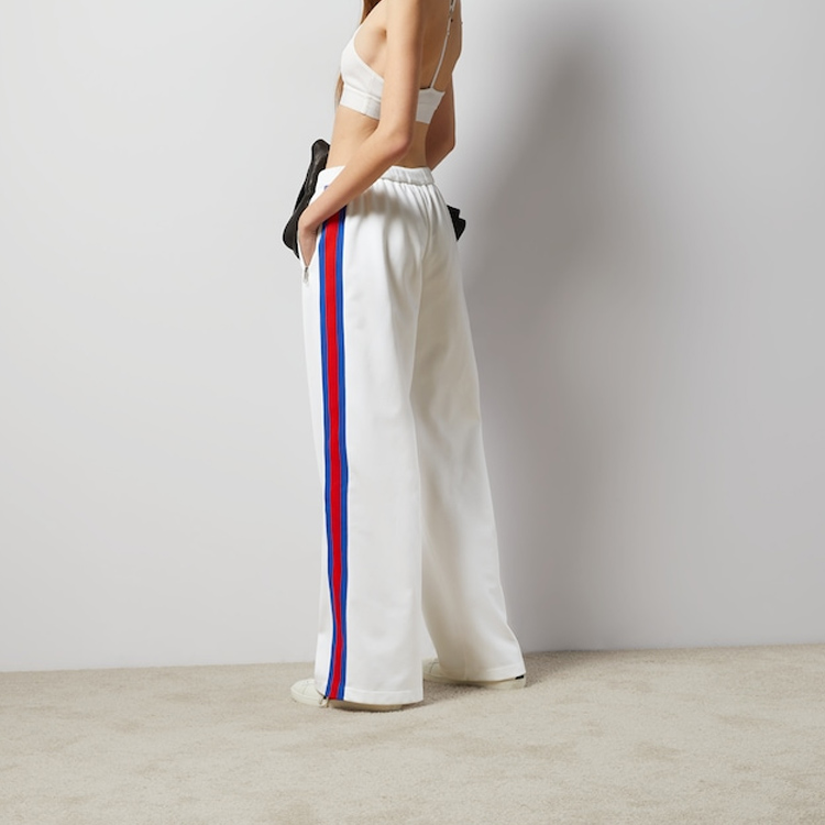 Purchase (W) 古驰 女士双G刺绣条纹弹力腰长裤 米色 773015-XJF7L-9799