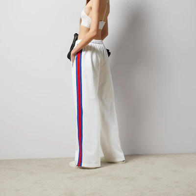 (W) 古驰 女士双G刺绣条纹弹力腰长裤 米色 773015-XJF7L-9799 Purchase (W) 古驰 女士双G刺绣条纹弹力腰长裤 米色 773015-XJF7L-9799