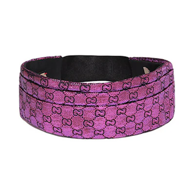 (Women) GUCCI Women’s Double G Jacquard Headband Pink/Black. 7036723GAHD5600