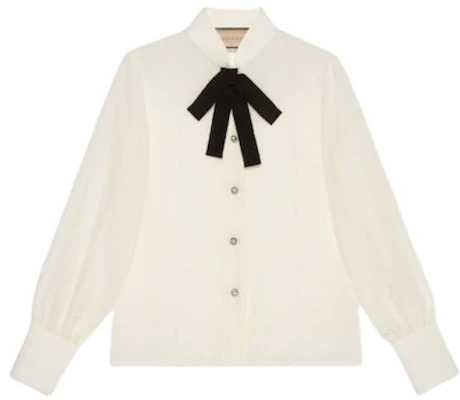 (W) 古驰女士象牙白真丝长袖衬衫 771808-ZAAOG-9136 Buy (W) 古驰女士象牙白真丝长袖衬衫 771808-ZAAOG-9136