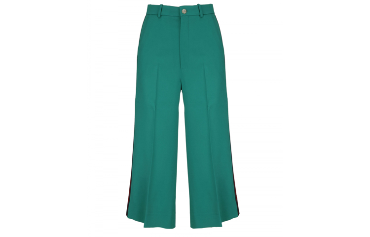 (Women) Gucci Women’s Web Casual High-Waisted Track Pants in Peacock Green 523250-ZKR01-3281