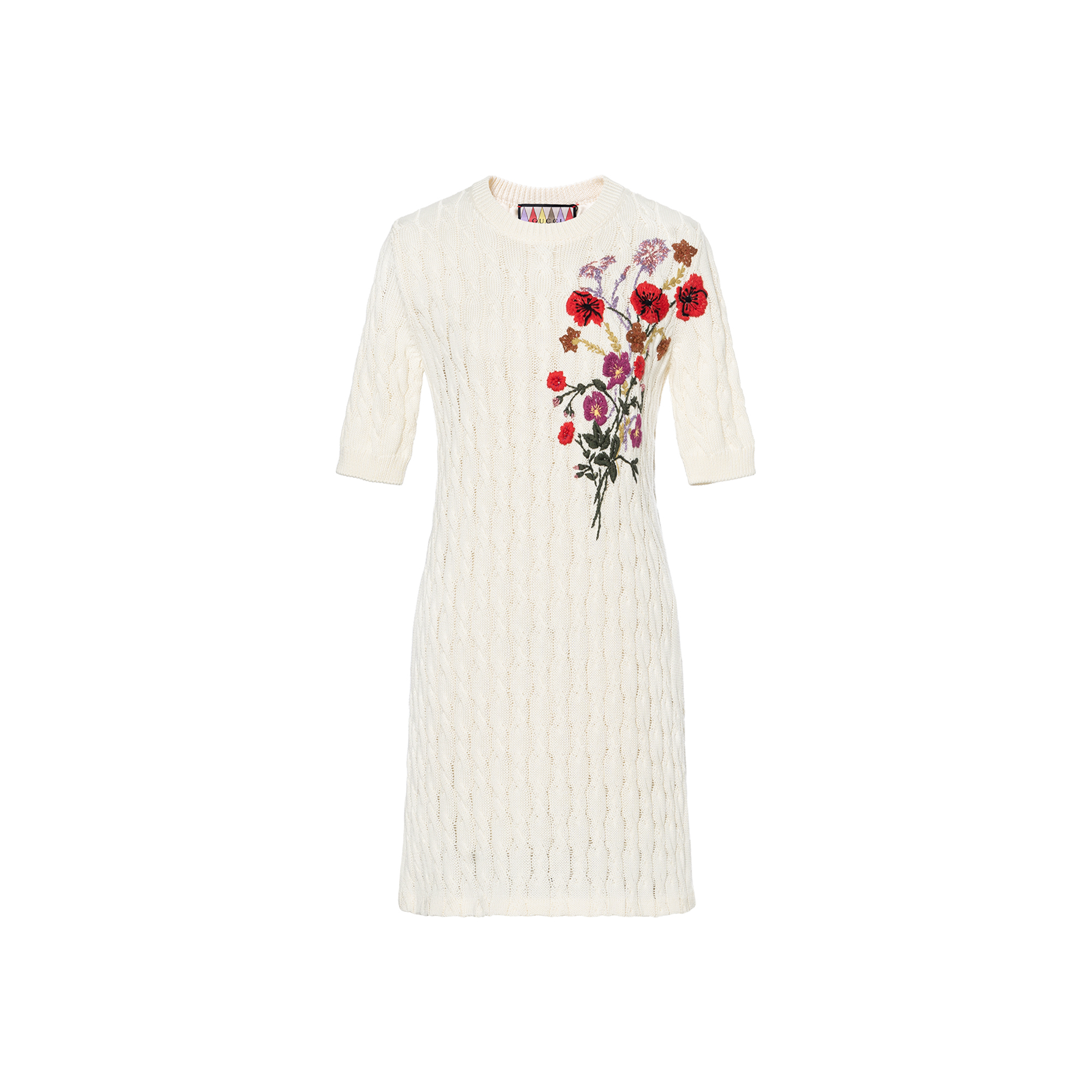 (Women) Gucci Women’s White Floral Logo Embroidered A-Line Midi Dress FW22 Collection 712815-XKCKP-9088