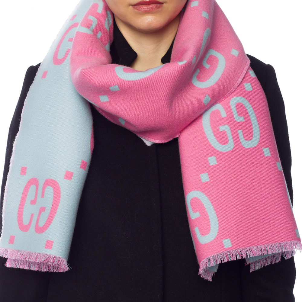 (Women) GUCCI Wool Pink Knit Scarf 505395-3G020-5869 圖 6