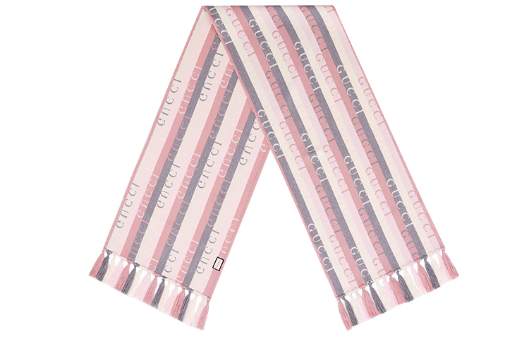 (Women) GUCCI Wool Striped Logo Print Scarf 634166-3GD91-5578