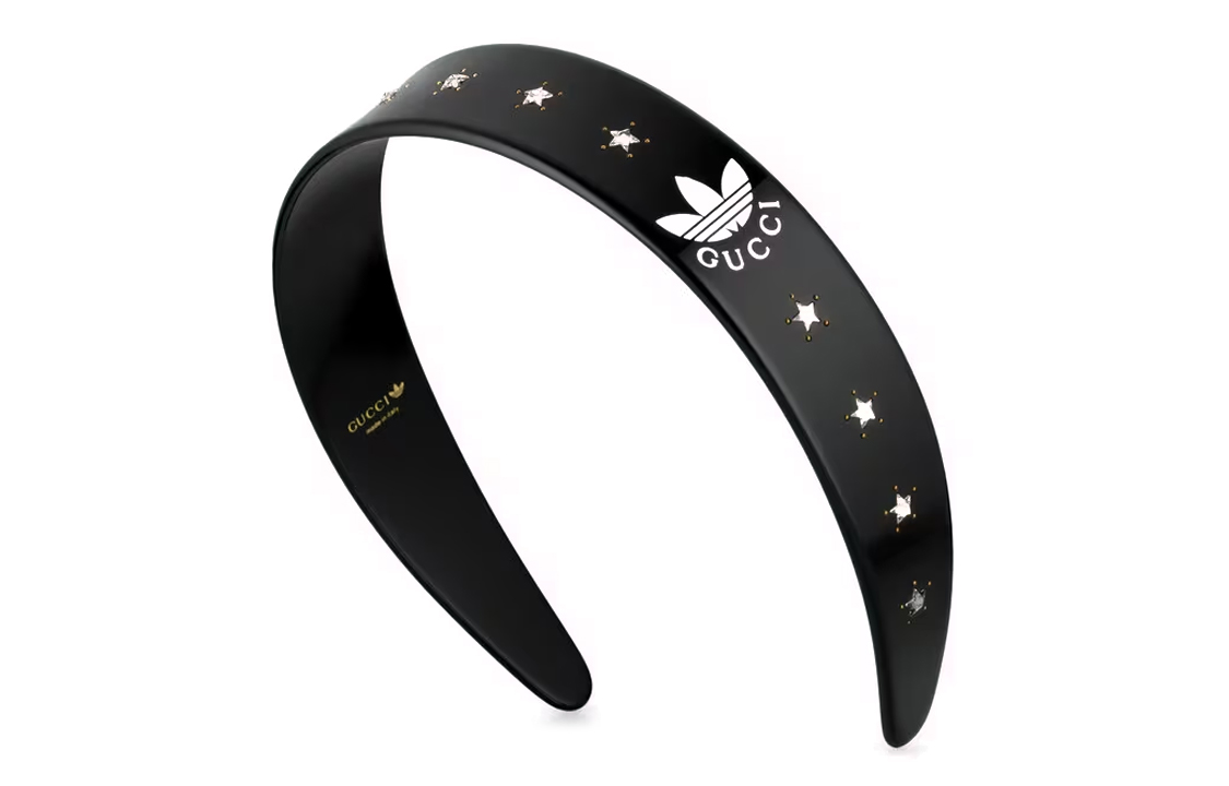 Lookbook (Women) GUCCI x adidas  Black Resin Headband Classic Stylish Collaboration. 702950IAAAU8520