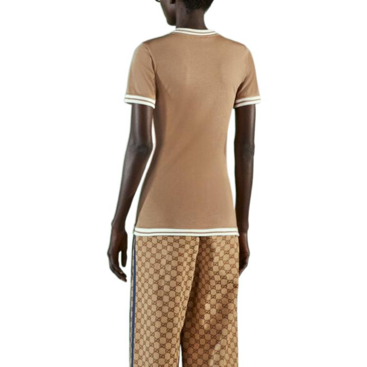 (Women) GUCCI adidas  Logo Print Cotton Crewneck T-Shirt Beige SS23. 723405-XJE2D-2441 圖 5