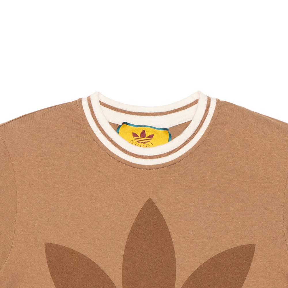 (Women) GUCCI adidas  Logo Print Cotton Crewneck T-Shirt Beige SS23. 723405-XJE2D-2441 圖 6