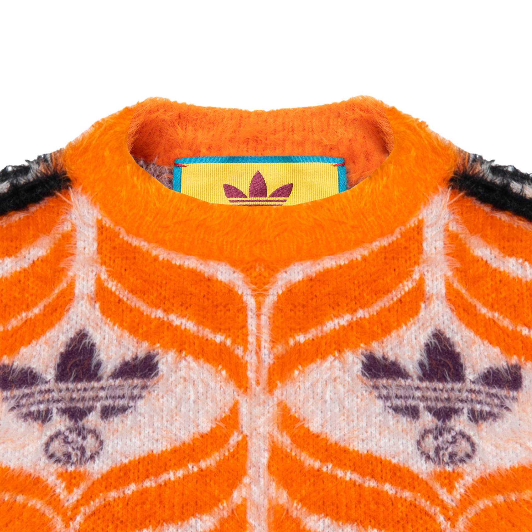 Sizing (Women) GUCCI x adidas  Logo Print Knit Crewneck Long-Sleeve Sweater Orange 722850-XKCQ6-7268