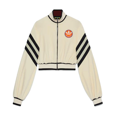 (Women) GUCCI adidas Stripe Logo Embroidered Zip Jacket Beige. 693618-XJEG4-9752
