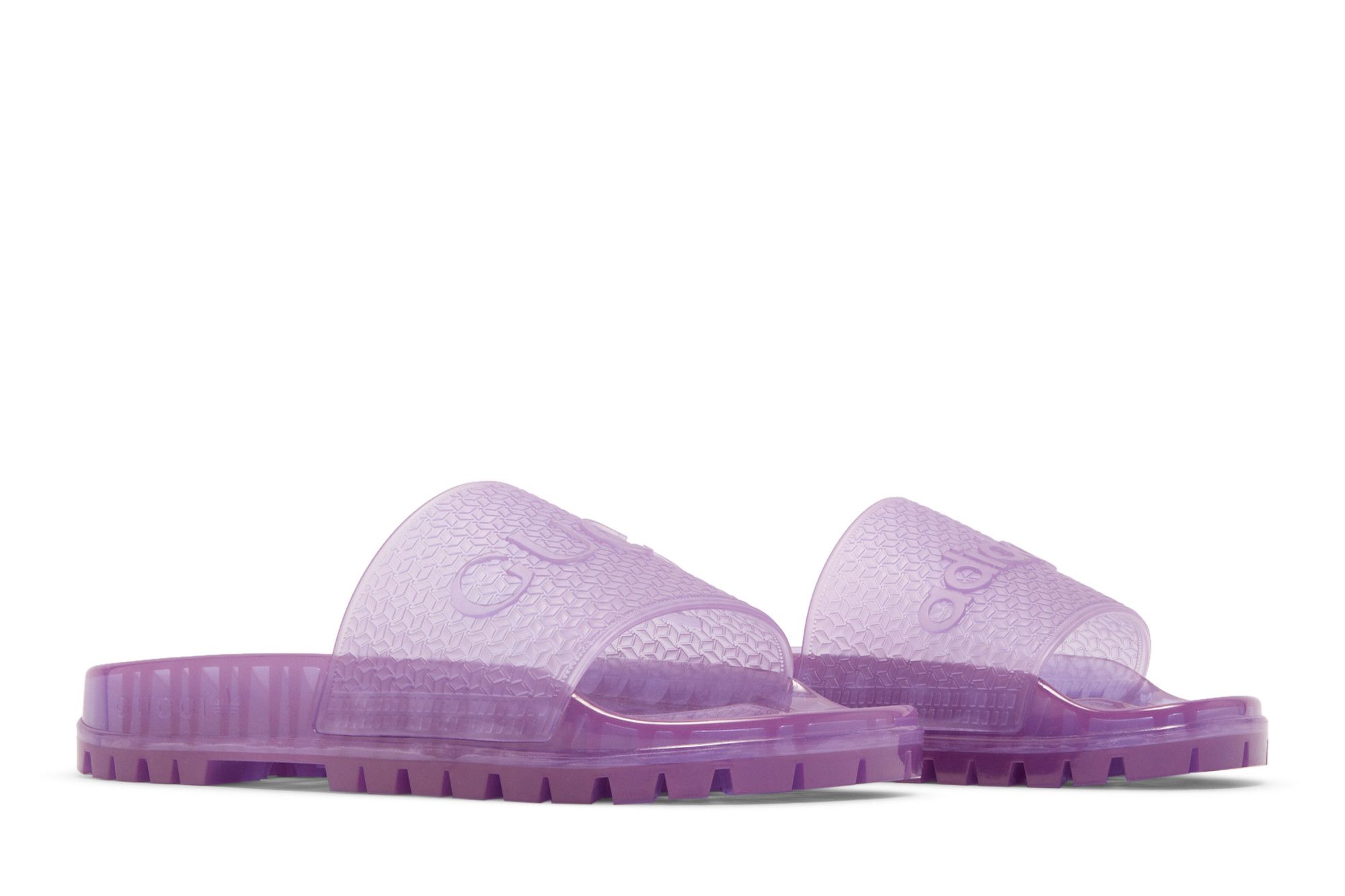 Cheap （女性）Gucci x adidas Adilette 拖鞋 ‘透明紫色’ 型號 IE2253