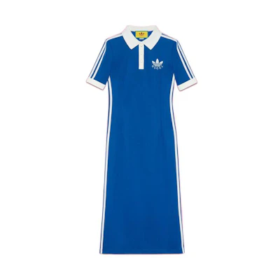 (Women) Gucci adidas Blue Embroidered Logo Polo Knit Dress FW22 716446-XJEGU-4153