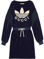 (Women) Gucci x adidas Blue Logo Print Long Sleeve Crew Neck Dress 695679-XJEC9-4330 (Women) Gucci x adidas Blue Logo Print Long Sleeve Crew Neck Dress 695679-XJEC9-4330