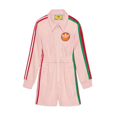 (Women) Gucci adidas Collab FW22 Pink Zip-Up Long Sleeve Jumpsuit 697274-XJEAZ-5307
