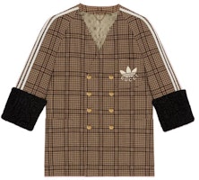 (Women) Gucci x Adidas FW22 Plaid Wool Jacket Camel Brown 720537-Z8A7D-2668 (Women) Gucci x Adidas FW22 Plaid Wool Jacket Camel Brown 720537-Z8A7D-2668