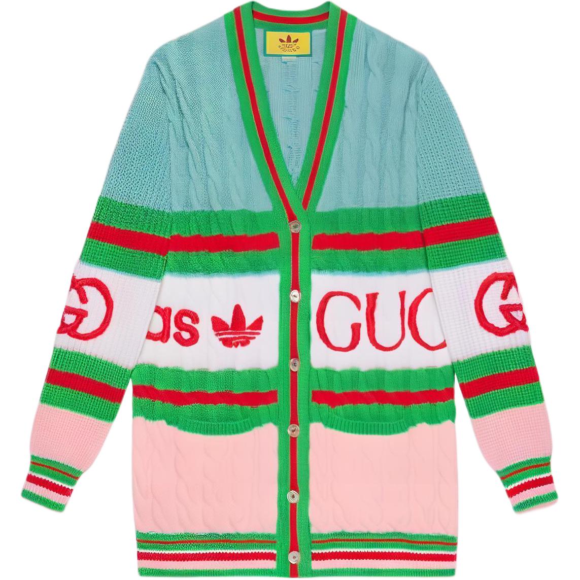 (Women) Gucci x adidas Logo Knit Wool Sweater Blue SS23 717705-XKCQ3-5429