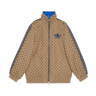 (Women) Gucci adidas Logo Print Track Jacket in Khaki 712114-ZAKX1-2254