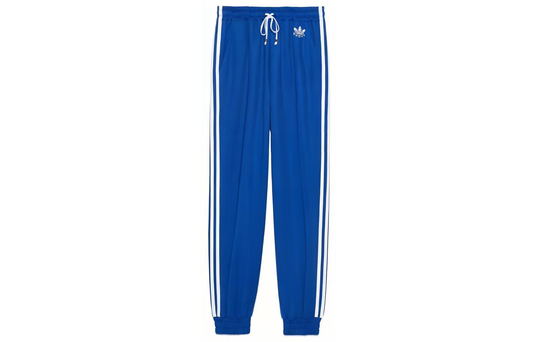 (Women) Gucci adidas Originals FW22 Blue Logo Embroidered Knit Pants 721641-XJEGU-4153