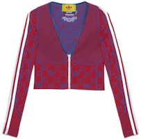 (Women) Gucci x adidas Originals FW22 Red Logo V-neck Zip Sweatshirt for Women 713038-XJES1-6263 (Women) Gucci x adidas Originals FW22 Red Logo V-neck Zip Sweatshirt for Women 713038-XJES1-6263