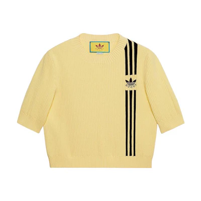 (Women) Gucci adidas Originals FW22 Yellow Logo Jacquard Knit Sweater 693809-XKCDQ-7467