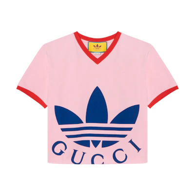 (Women) Gucci adidas Originals Logo Geometric Print Pink Crop T-Shirt 693637-XJEB1-5939