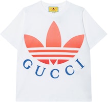 (Women) Gucci x Adidas Originals Logo Print Short Sleeve T-Shirt in White 723384-XJE2A-9280 (Women) Gucci x Adidas Originals Logo Print Short Sleeve T-Shirt in White 723384-XJE2A-9280