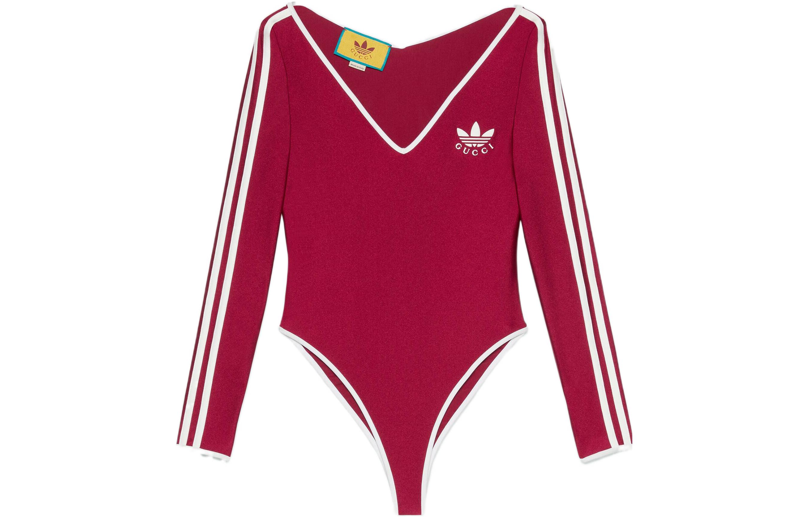 (Women) Gucci x Adidas Originals Red 3-Stripe Logo Print Long Sleeve Jumpsuit 712732-XJEBC-6261