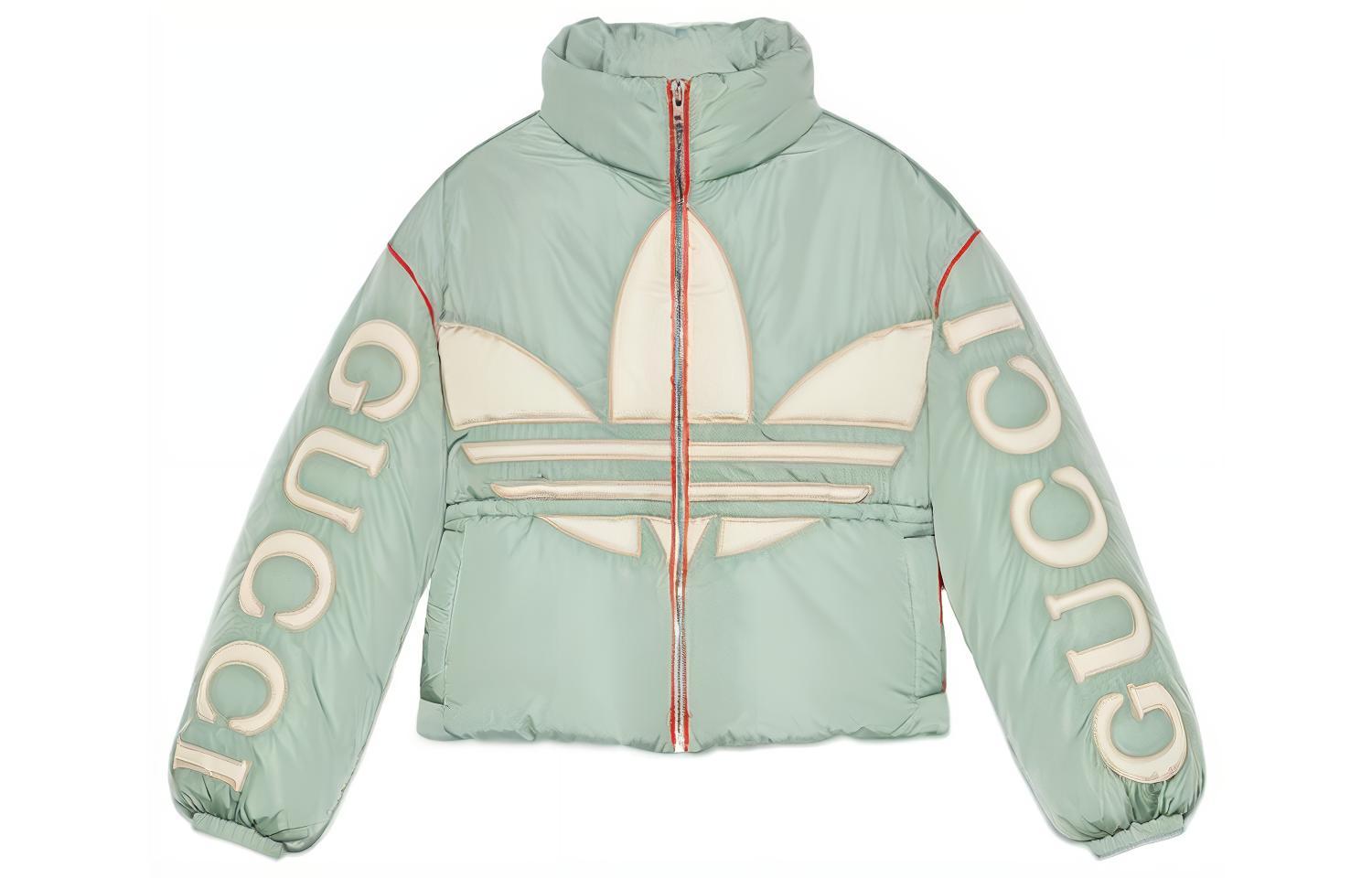 (Women) Gucci x adidas Originals SS22 Logo Print Bomber Jacket for Women Mint Green 714849-ZALFL-3521