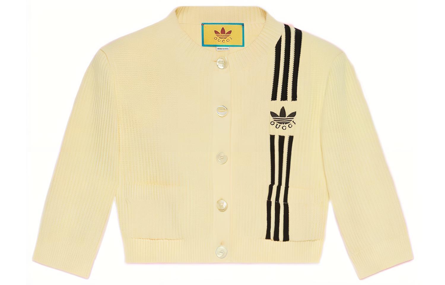 (Women) Gucci x adidas Originals SS22 Yellow Knit Cardigan Sweater 693785-XKCDQ-7467