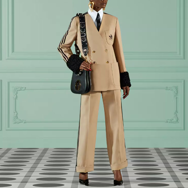 (Women) GUCCI adidas Originals SS23 Brown Striped Straight-Leg Pants 715808-ZAKTW-2327 圖 3